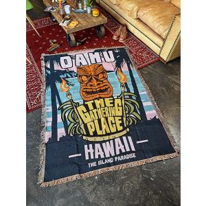 アメリカン　ラグマット　（ハワイアンティキ）　コットン製　フリンジ　タペストリー ■ アメリカン雑貨...