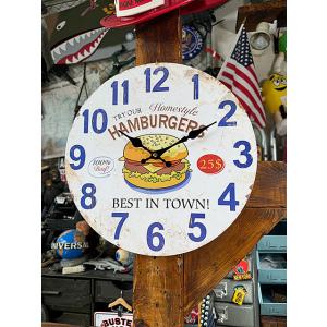 ハンバーガー　アンティーク　ウォールクロック ■ アメリカ雑貨 アメリカン雑貨