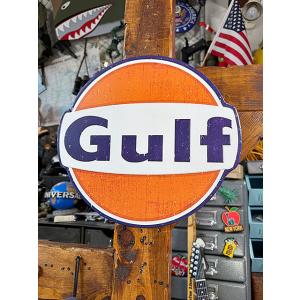 ガルフ　エンボス　ティンサイン　ダイカット　ブリキ看板 ■ アメリカ雑貨 アメリカン雑貨