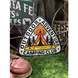 アウトドア　キャンプ　エンボスティンサイン　（テント）　ブリキ看板 ■ アメリカン雑貨 アメリカ雑貨