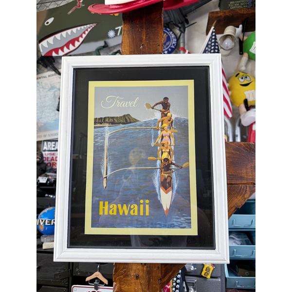 ハワイアン　ヴィンテージポスター　ウッドフレーム　（アウトリガーカヌー） ■ アメリカ雑貨 アメリカ...