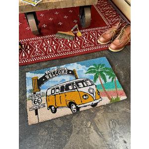 ルート66　ココマット　（ワーゲンバス/サンタモニカ）靴のままで使う玄関マット ■ アメリカン雑貨 ...