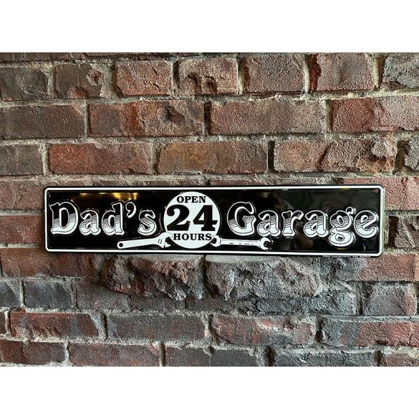 お父さんのガレージ　24時間営業　ストリートサイン　ブリキ看板 ■ アメリカン雑貨 アメリカ雑貨