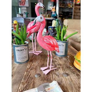 ピンクフラミンゴ　木彫り人形　（Sサイズ）　単品　ウッドカービング ■ アメリカン雑貨 アメリカ雑貨