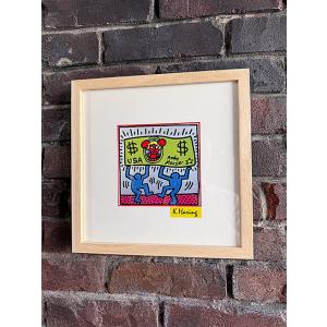 キース・ヘリング　アートフレーム　Sサイズ　（Andy Mouse 1986 US$）　木製額付き　...