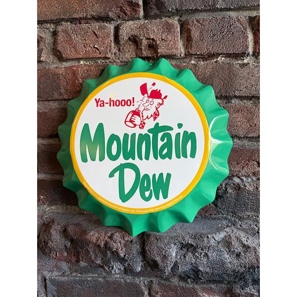 マウンテンデュー　ボトルキャップサイン　ブリキ看板 ■ アメリカン雑貨 アメリカ雑貨