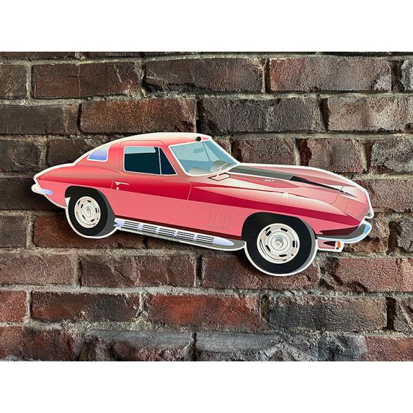 1967年　シボレー　コルベット　C2　ダイカット　エンボス　ティンサイン　ブリキ看板 ■ アメリカ...