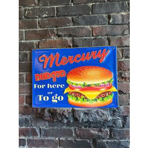 マーキュリー　エンボス　ティンサイン　（ハンバーガー）　ブリキ看板 ■ アメリカン雑貨 アメリカ雑貨...