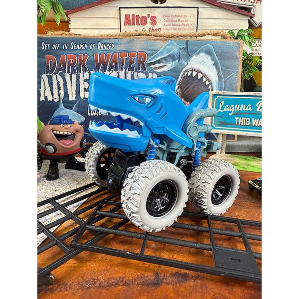 シャーク　モンスタートラック　プルバック　ミニカー　（ブルー） ■ アメリカン雑貨 アメリカ雑貨