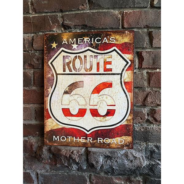 ルート66　＆　クラシック星条旗　ブリキ看板 ■ アメリカン雑貨 アメリカ雑貨