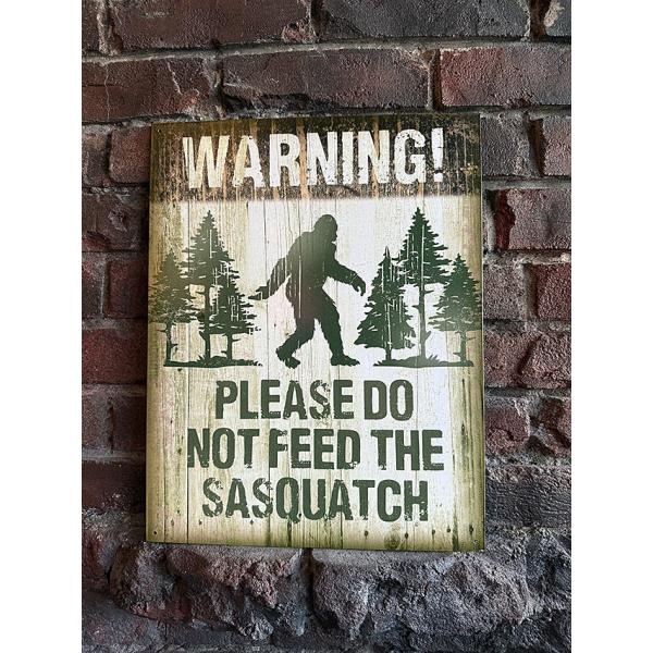 「警告！　ビッグフットにエサをやらないでください」　ブリキ看板　サスカッチ　山男　雪男 ■ アメリカ...