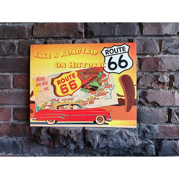 ルート66　ブリキ看板　（TAKE A ROADTRIP ON HISTORIC） ■ アメリカン雑...