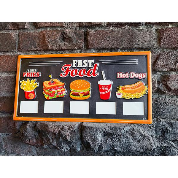ハンバーガーショップ　ファーストフード　メニューボード　ブリキ看板 ■ アメリカン雑貨 アメリカ雑貨