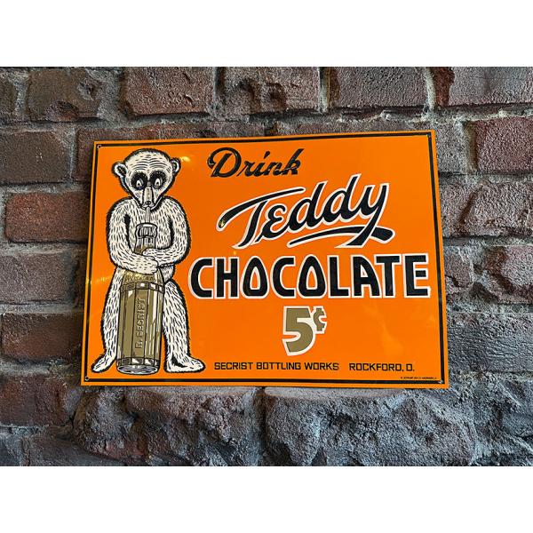 テディ　チョコレート　ドリンク　メタルサイン　看板 ■ アメリカン雑貨 アメリカ雑貨 爆買