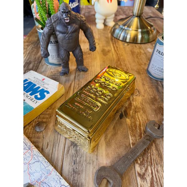 ゴールドバー　アッシュトレイ＆小物入れ　金塊型　灰皿　陶器製　インゴット ■ アメリカン雑貨 アメリ...