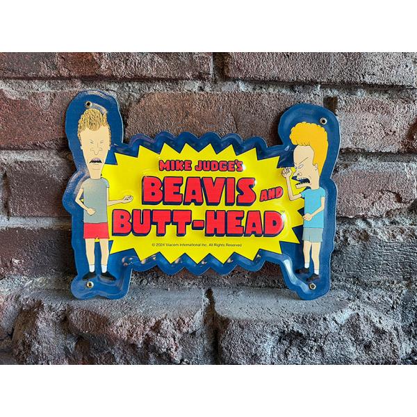 ミニサイズ　エンボスティンサイン　MTV　ビーバス＆バットヘッド　（タイトルロゴ） ■ アメリカン雑...