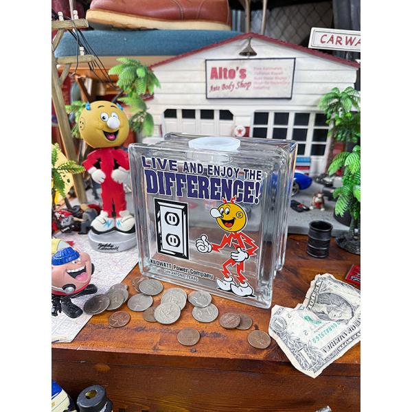 キャラクターアド　ガラスブロックバンク　（レディキロワット）　貯金箱 ■ アメリカン雑貨 アメリカ雑...