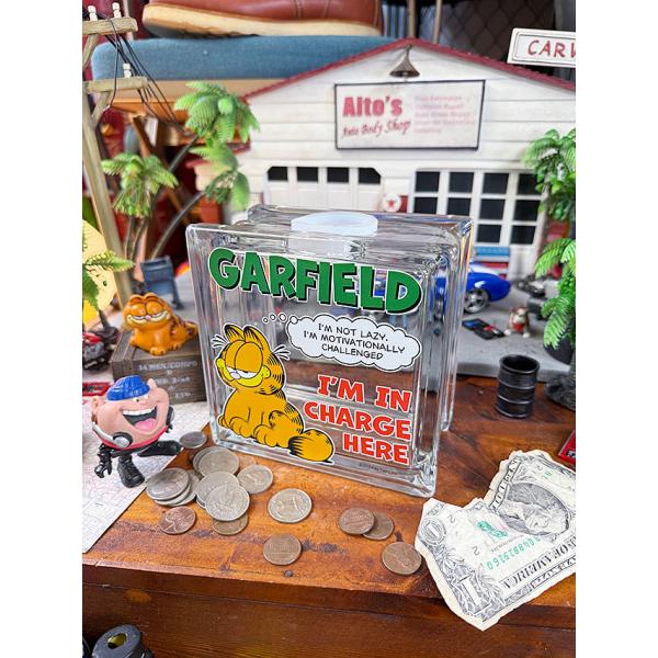 キャラクターアド　ガラスブロックバンク　（ガーフィールド）　貯金箱 ■ アメリカン雑貨 アメリカ雑貨