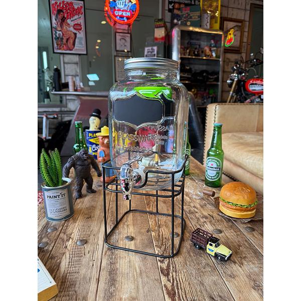 グラスウェア　ドリンクサーバー　（アイアンスタンド付き）　ビバレッジサーバー ■ アメリカン雑貨 ア...