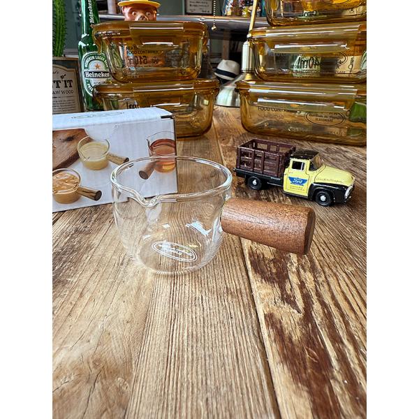 ウッデンハンドル　ピッチャー　耐熱ガラス製　ミニピッチャー ■ アメリカン雑貨 アメリカ雑貨