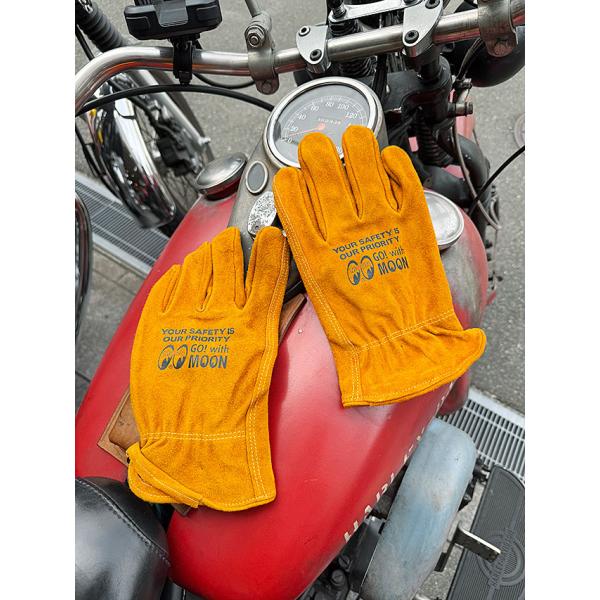 ムーンアイズ　レザーワークグローブ　（ブラウン）　牛革　フリーサイズ