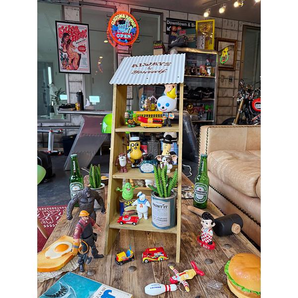 ジャンクガレージ　ウッドラダー　ディスプレイ台　（ホワイト）　ディスプレイラダー ■ アメリカン雑貨...