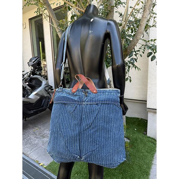 マストロ　デニム　ヘルメットバッグ　岡山産デニム　（ウォバッシュストライプ）　MADE IN JAP...