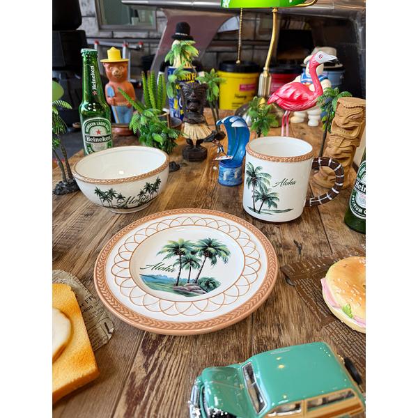 ハワイアン　パームツリー　プレート＆ボウル＆マグカップ　（3点セット）　ヤシの木 ■ アメリカン雑貨...