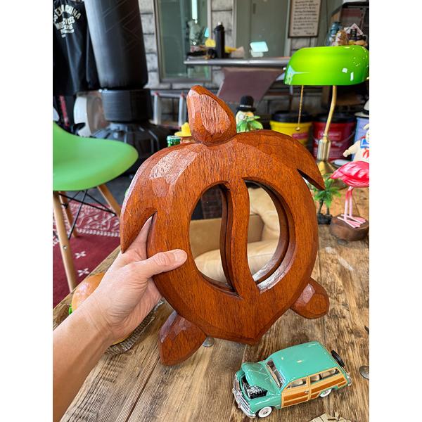 幸せを運ぶハワイの海の守り神　ホヌ　ウッデン　ウォールミラー　木製　鏡 ■ アメリカン雑貨 アメリカ...