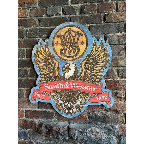 ビッグサイズ　ウッドサイン　（スミス＆ウェッソン）　MDF　木製看板 ■ アメリカン雑貨 アメリカ雑...