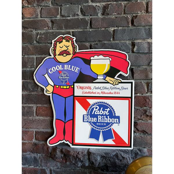 ド迫力！特大サイズ看板　パブスト　クールブルー　ビッグサイズサイン　エンボスティンサイン