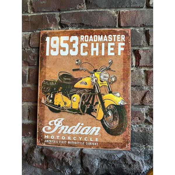 インディアンモーターサイクル　1953　ロードマスター　チーフ　ブリキ看板 ■ アメリカン雑貨 アメ...