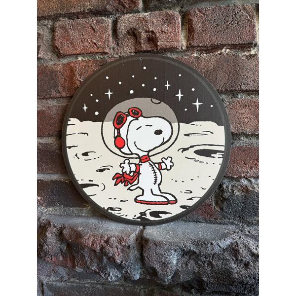 アストロノーツ　スヌーピー　ラウンド型　メタルサイン　NASA ■ アメリカン雑貨 アメリカ雑貨