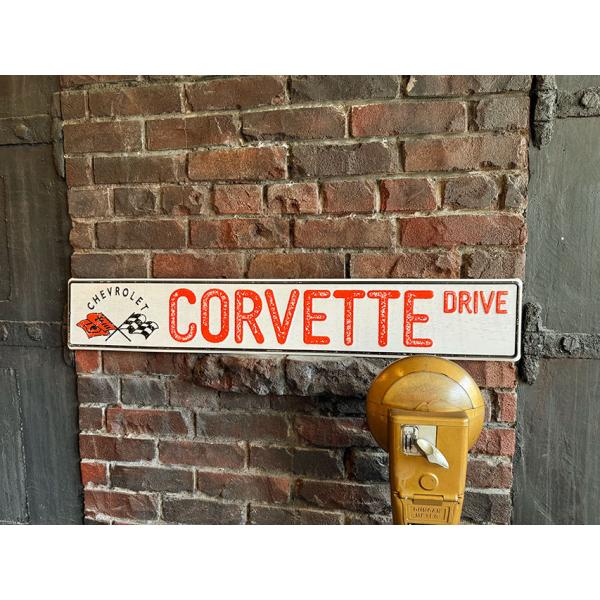 シボレー　コルベット　ドライブ　ストリートサイン　（CORVETTE DRIVE）　エンボス　ティン...