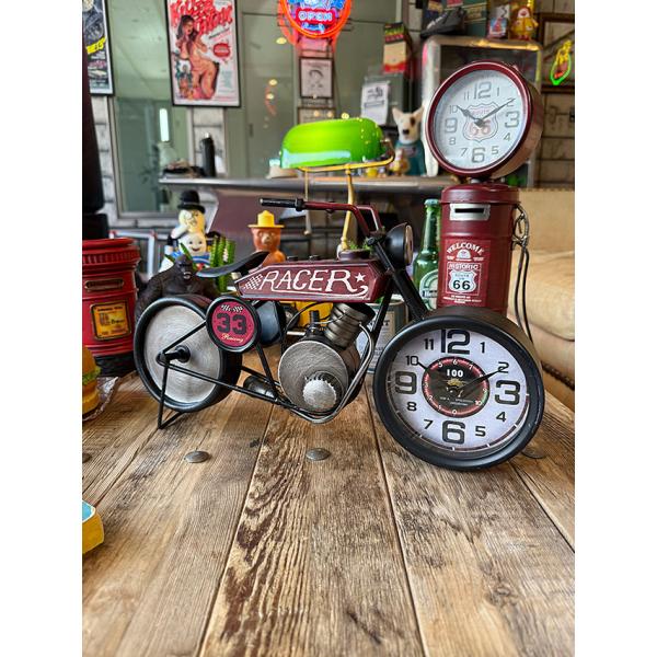 ヴィンテージ　モーターサイクル　テーブルクロック　置き時計 ■ アメリカン雑貨 アメリカ雑貨