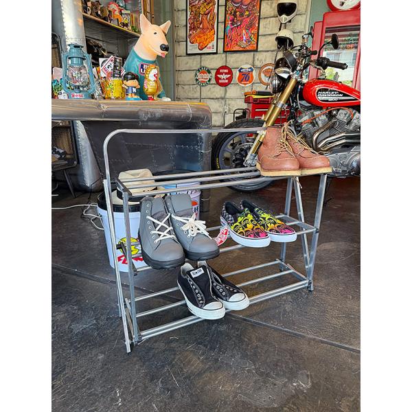 ポストジェネラル　フォルダブル　シューズラック　ジンク　（シルバー）　折り畳み式　靴置き ■ アメリ...