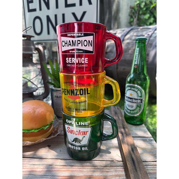 モーター系＆オイルブランド　スタッキングマグ　（3個セット/クリア）　330ml ■ アメリカン雑貨...