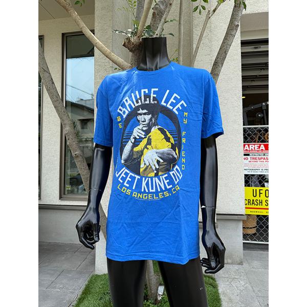 ブルース・リー　オフィシャルTシャツ　（Lサイズ）　死亡遊戯　イエロースーツ　（ブルー）　ブルースリ...