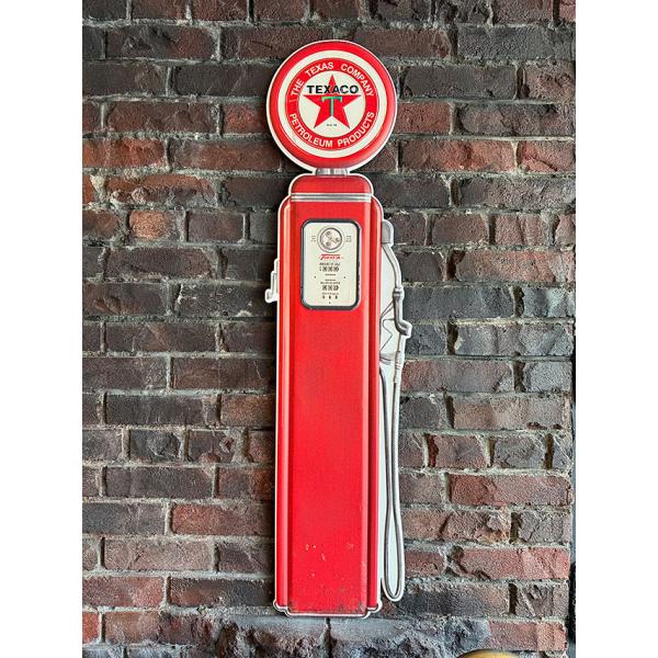 ビッグサイズ看板　104cm　テキサコ　ガスポンプ型　エンボスティンサイン　ブリキ看板　（TEXAC...