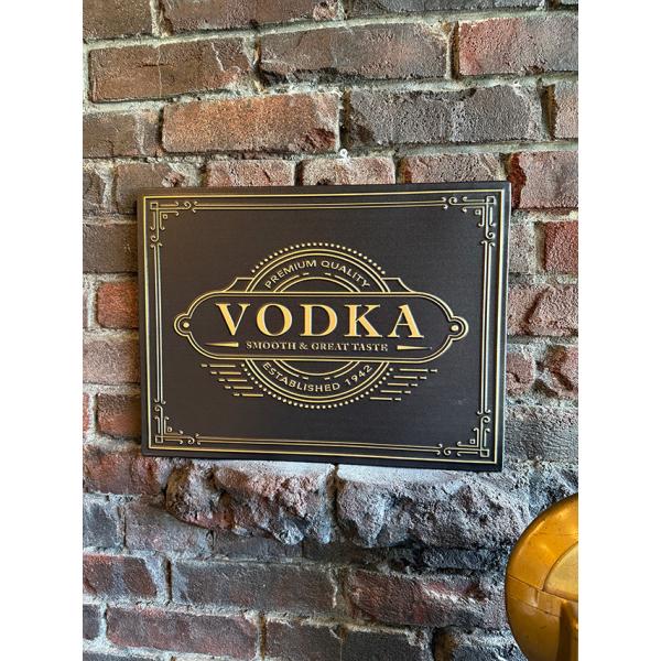 古い建物の看板みたいなお酒の看板　（ウォッカ）　エンボスティン　ティンサイン　ブリキ看板 ■ アメリ...