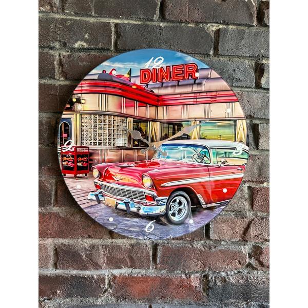 オールドアメリカン　グラスクロック　（アメリカンダイナー＆ベルエア） ■ アメリカン雑貨 アメリカ雑...