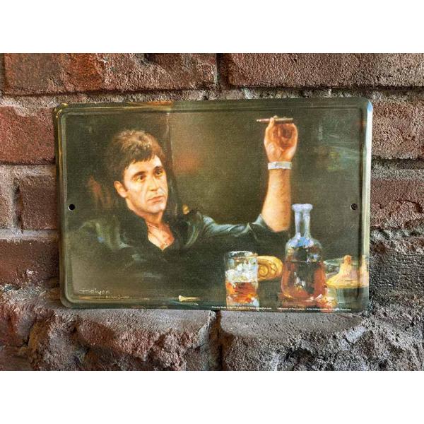 映画　スカーフェイス　麻薬王　トニー・モンタナ　ミニブリキ看板　アル・パチーノ主演 ■ アメリカ雑貨...