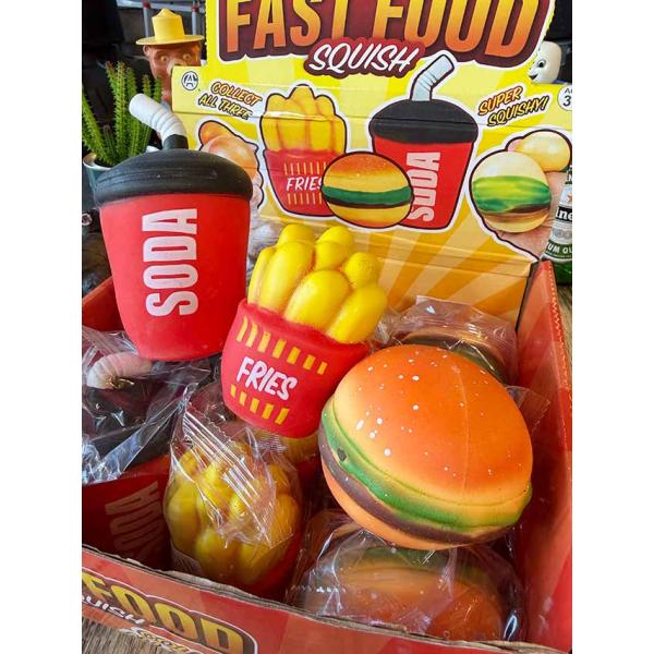 ファーストフード　スクイーズ　（3点セット/ハンバーガー＆フライドポテト＆ソーダ）　ストレスボール ...