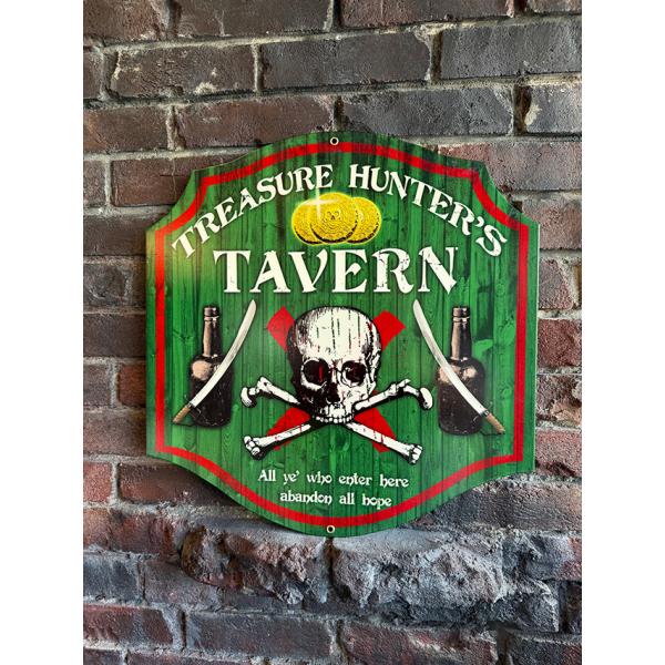 トレジャーハンターのパブサイン　宝探しと無法者の酒場　ヘヴィースチールサイン　看板 ■ アメリカン雑...