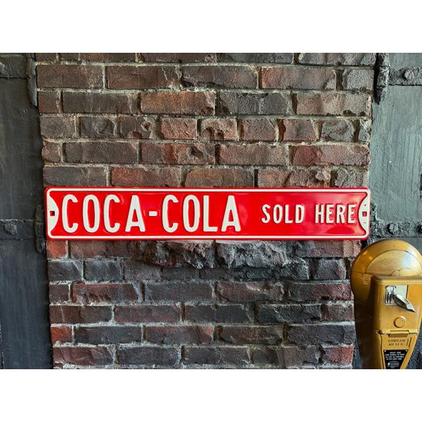 コカ・コーラ　エナメルストリートサイン　ホーロー看板　（COCA-COLA SOLD HERE） ■...