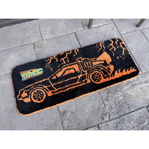 映画　バック・トゥ・ザ・フューチャー　デロリアン　ルームマット　タフトマット　室内用 ■ アメリカン...