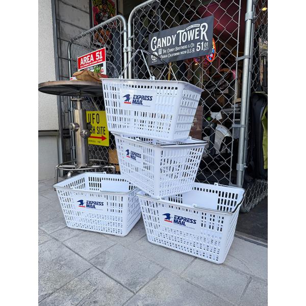 アメリカ業務用　ショッピングバスケット　（USPS/ホワイト/4個セット） ■ アメリカン雑貨 アメ...