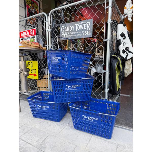アメリカ業務用　ショッピングバスケット　（USPS/ブル−/4個セット） ■ アメリカン雑貨 アメリ...