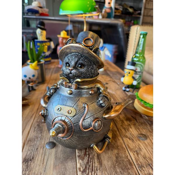 スチームパンク　メカキャット　ポリレジン　オブジェ ■ アメリカ雑貨 アメリカン雑貨