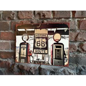 ブリキ看板 ルート66 サンタモニカ インテリア メタルサインプレート
